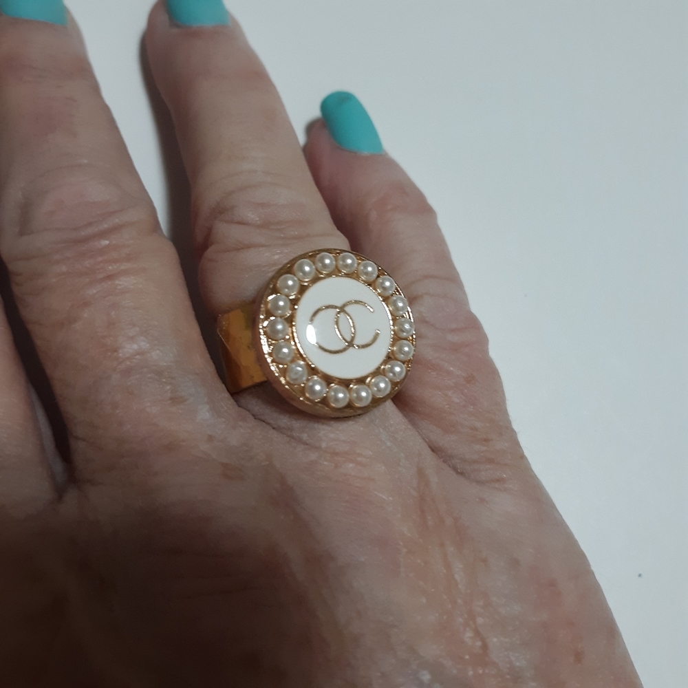 Authentic chanel button ring